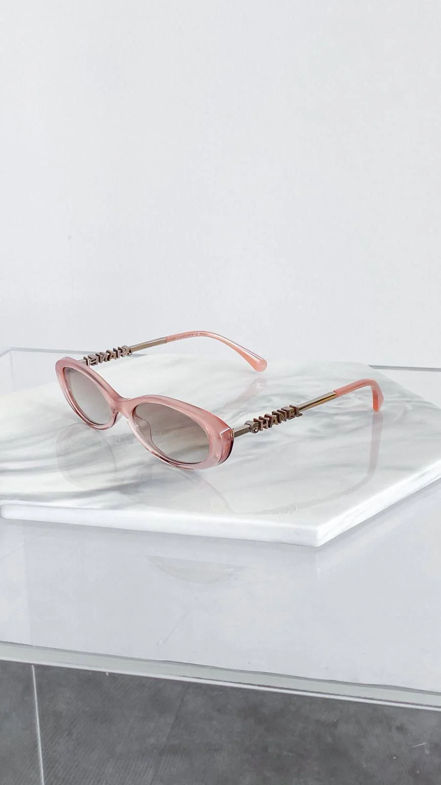 Chanel Oval Sunglasses Frame Acetate & Metal Beige Lenses Beige - photo 3