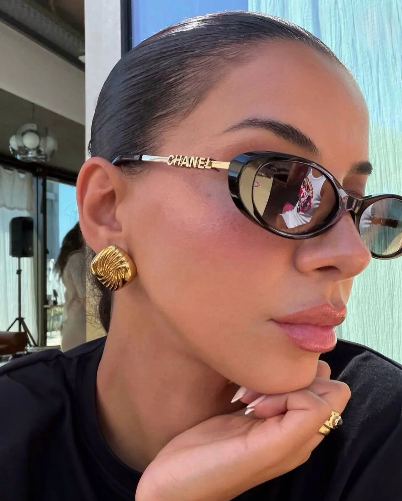 Chanel Oval Sunglasses Frame Acetate & Metal Black with Lenses Grey - photo 10