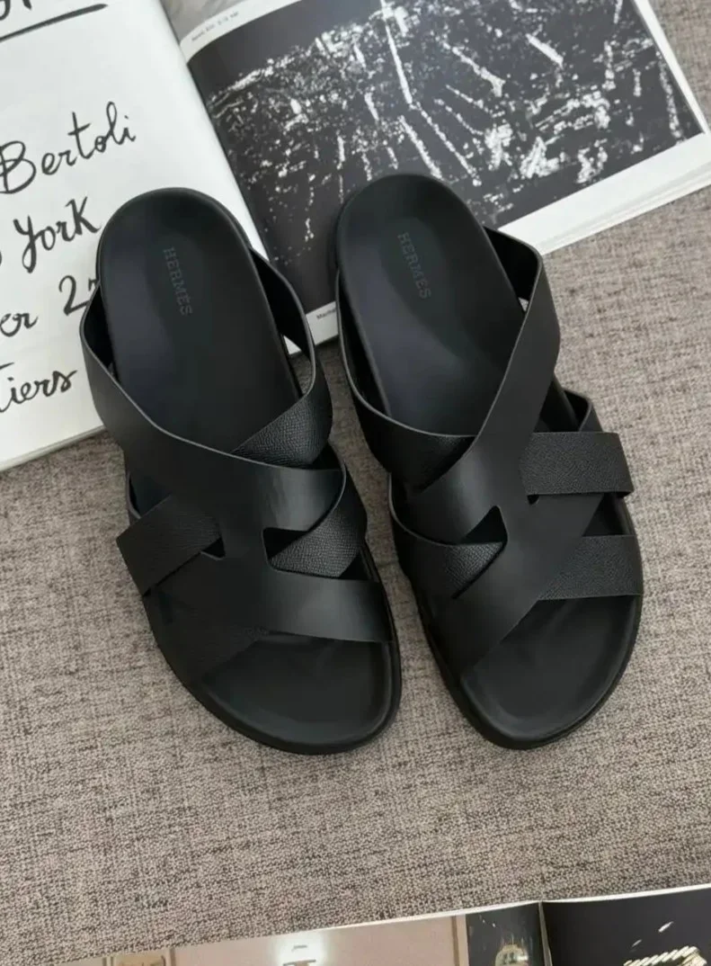 Hermes Hermes Kazimir Sandal Epsom and Leather Noir Black
