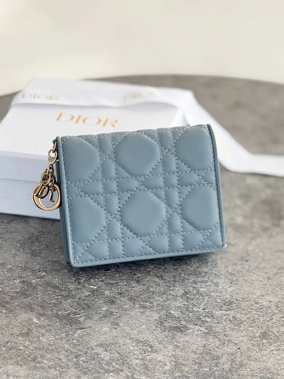 DIOR Dior Mini Lady Gardenia Wallet Cloud Blue