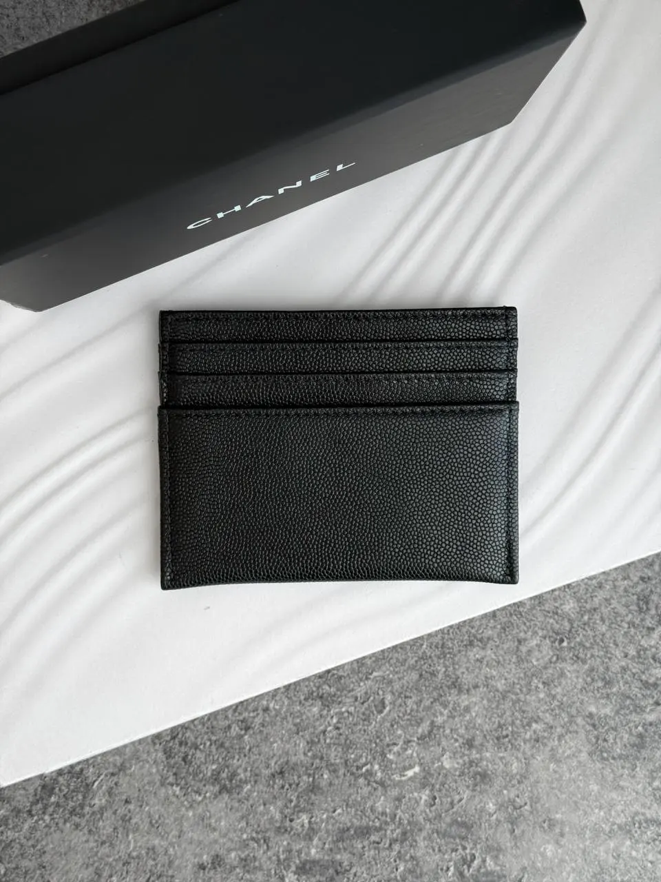 CHANEL Chanel Classic Double Card Holder Caviar All Black