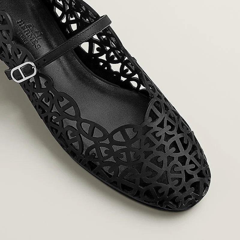 Hermes Meli Ballet Flat Leather Noir Black - photo 5