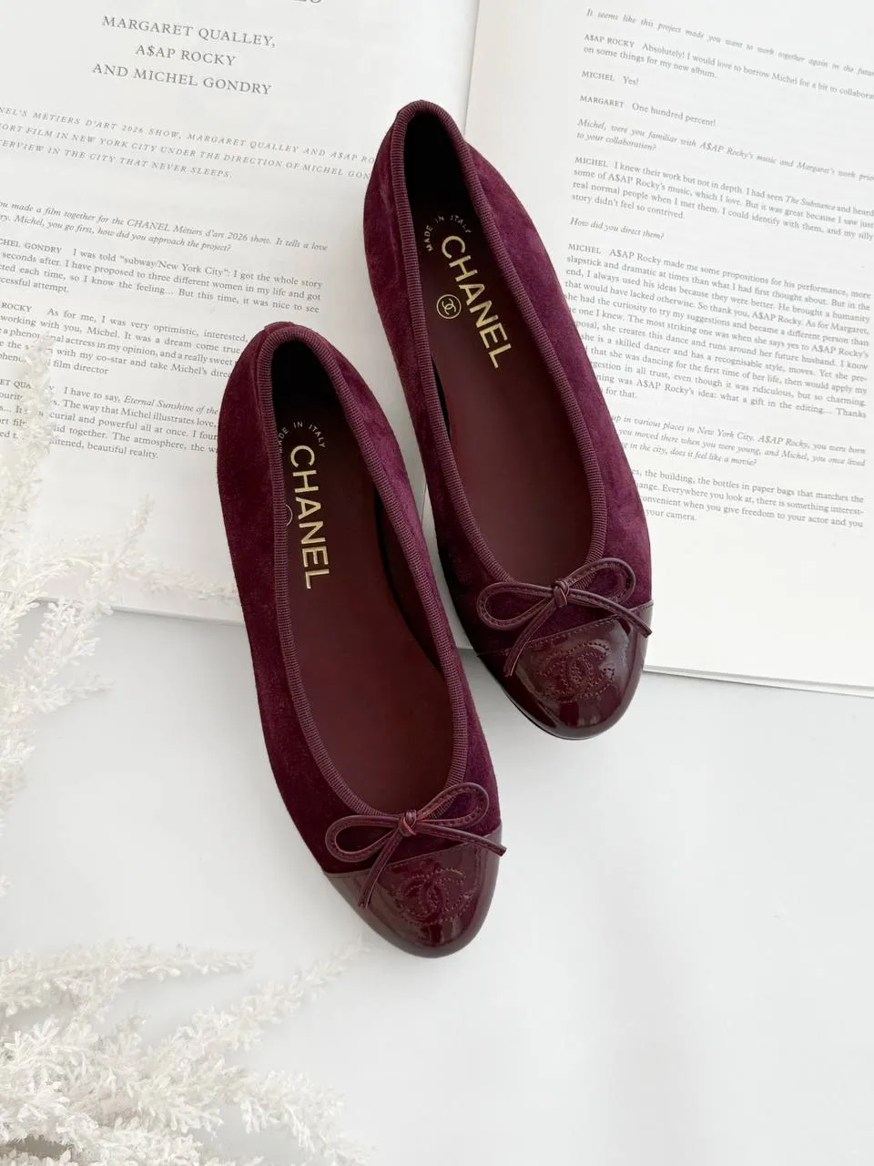 CHANEL Chanel Ballerine Velvet Burgundy