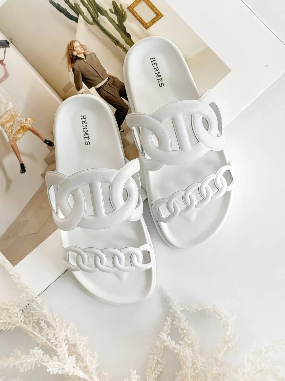 Hermes Hermes Extra Sandal Leather Blanc White / Blanc White