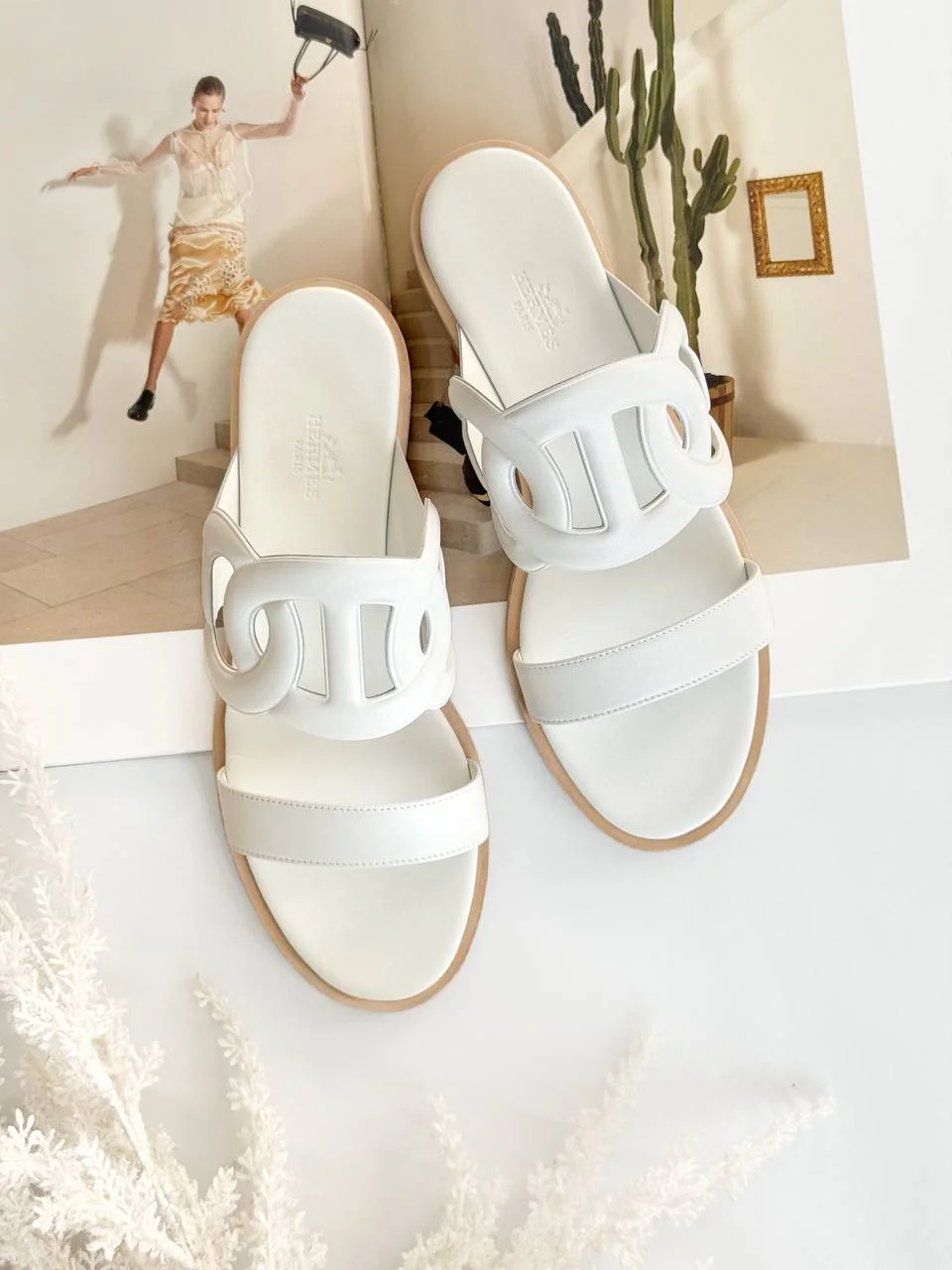 Hermes Hermes Lagune Sandal Leather Blanc White