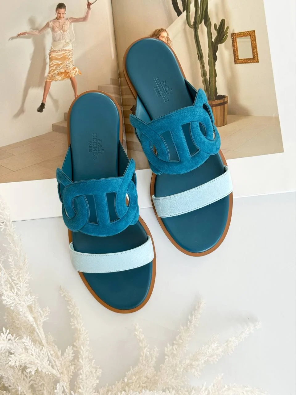 Hermes Hermes Lagune Sandal Leather Bleu Iroise / Bleu Brume