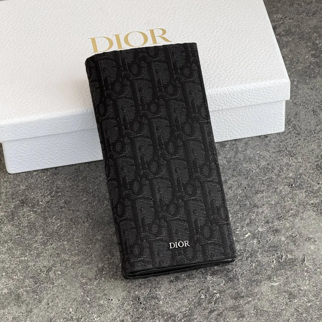 DIOR Dior Long Wallet Men Black Oblique