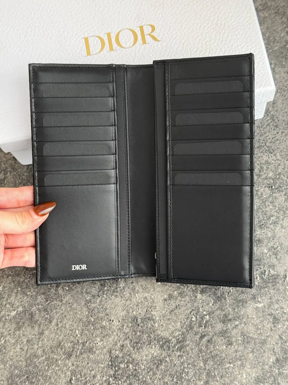DIOR Dior Long Wallet Men Black Oblique