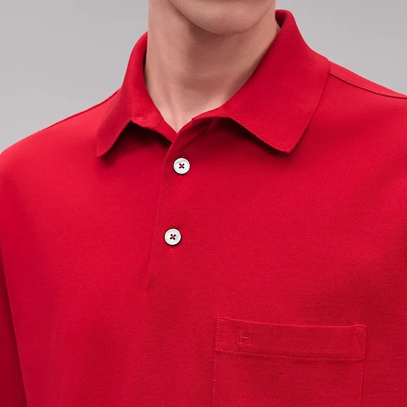 Hermes Hermes H Embroidered Buttoned Polo Shirt Rouge Vif