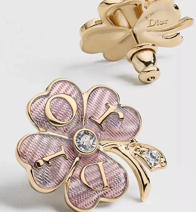 Dior Floral Clover Stud Earrings Pale Gold - photo 4