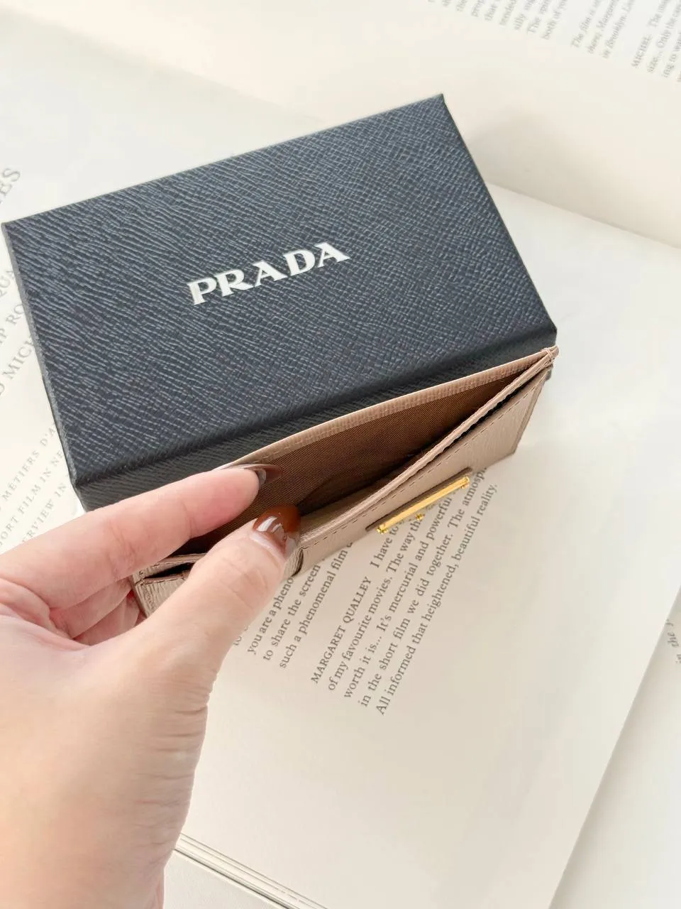 Prada Card Case Wallet Beige Logo Triangle - photo 3