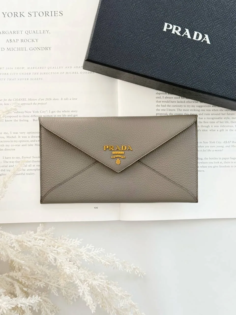 Prada Prada Envelope Wallet Grained Leather