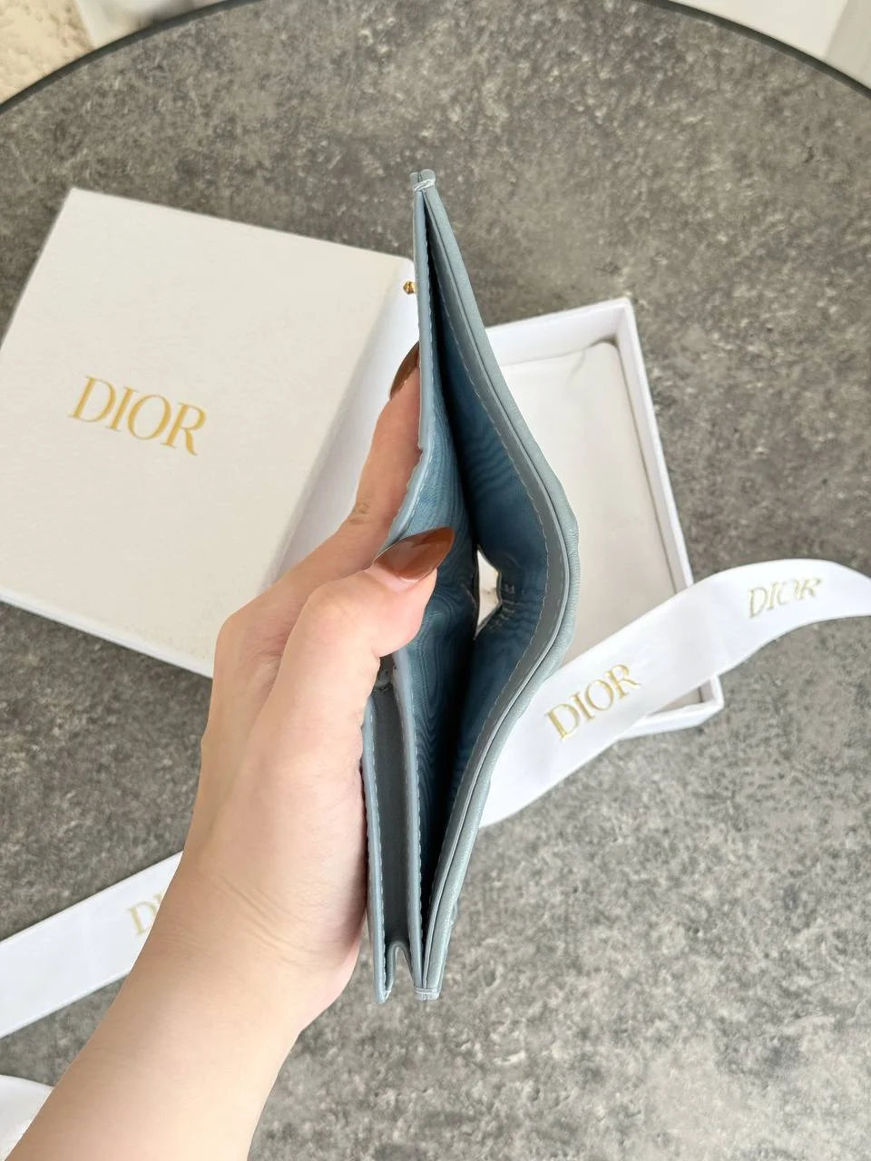 DIOR Lady Dior Gardenia Wallet Mini Leather Cloud Blue - photo 4