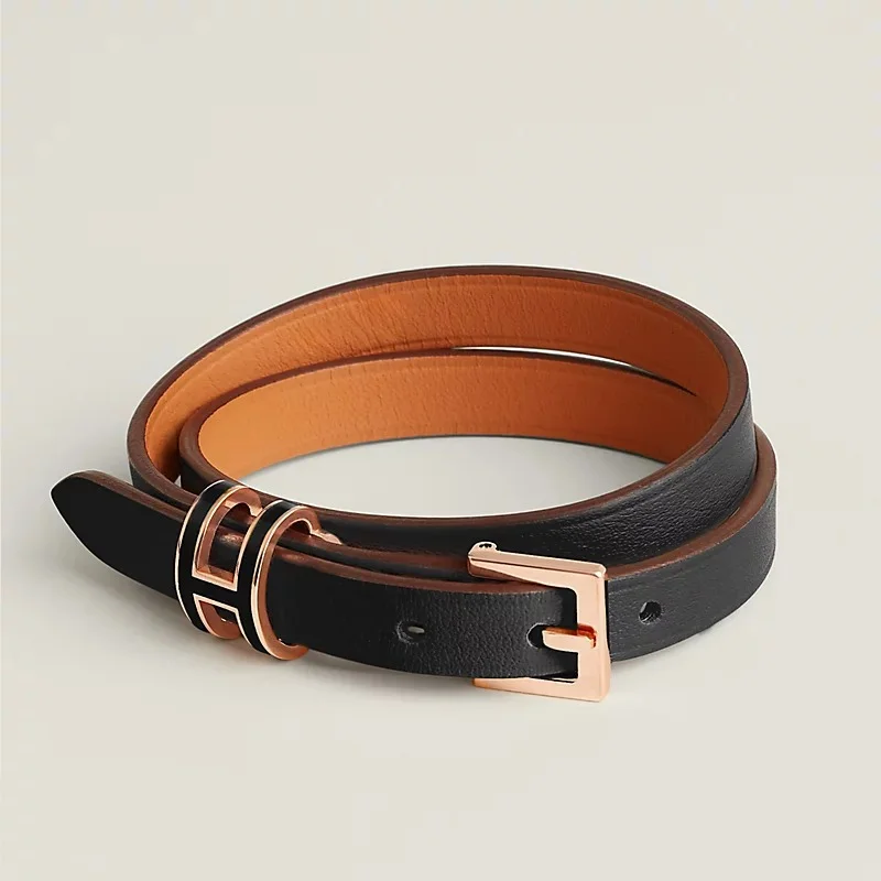 Hermes Pop H Double Tour bracelet Black RGHW - photo 3