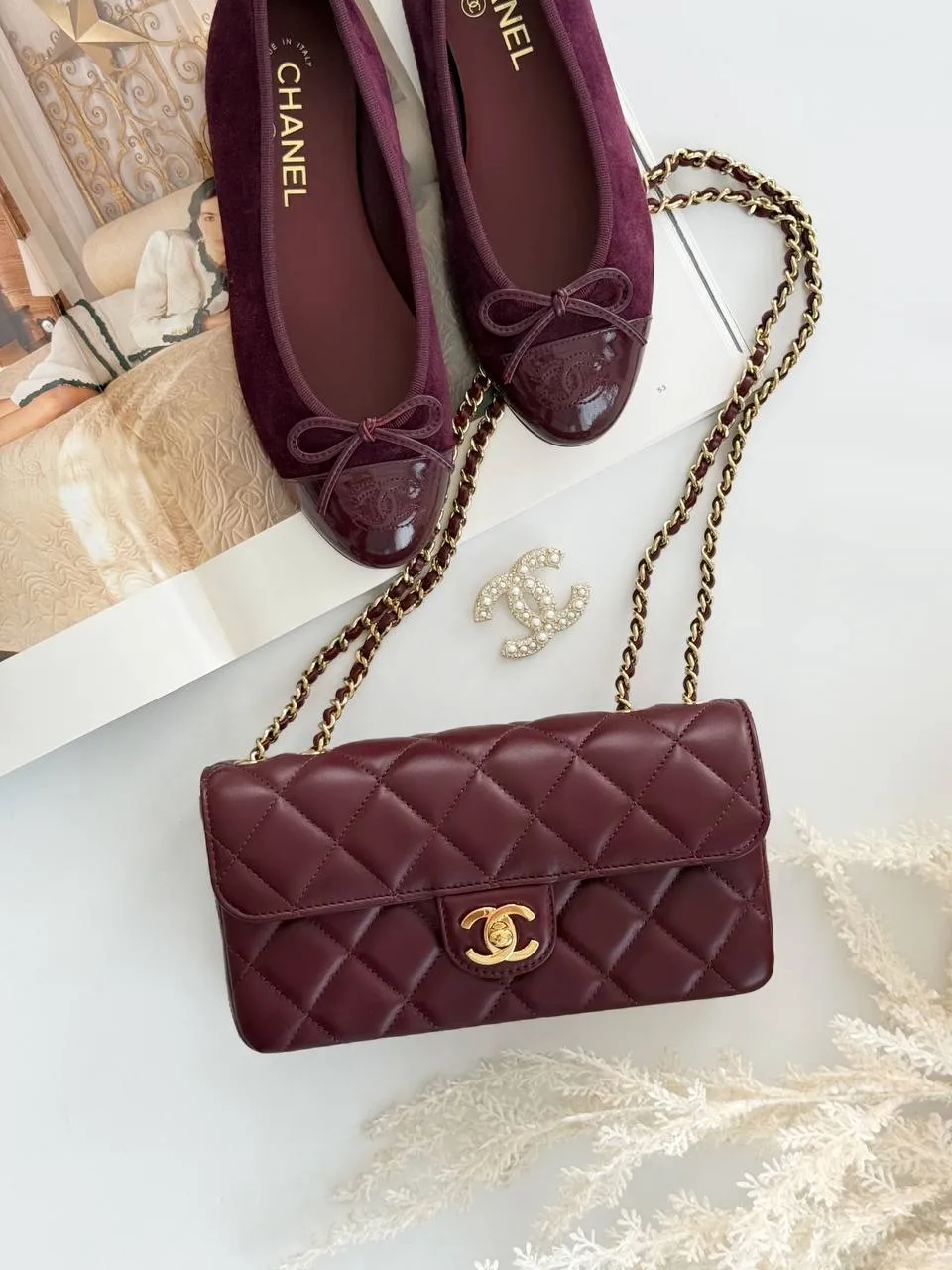 Chanel Mini Rectangle East West Burgundy GHW - photo 6