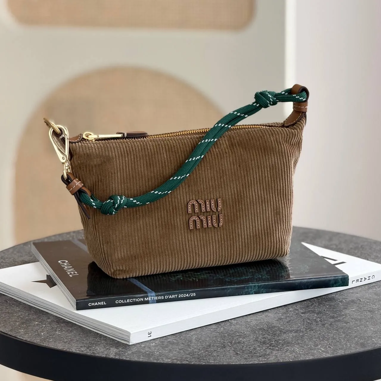 Miu Miu Miu Miu Handbag Corduroy Pouch Bag Khaki