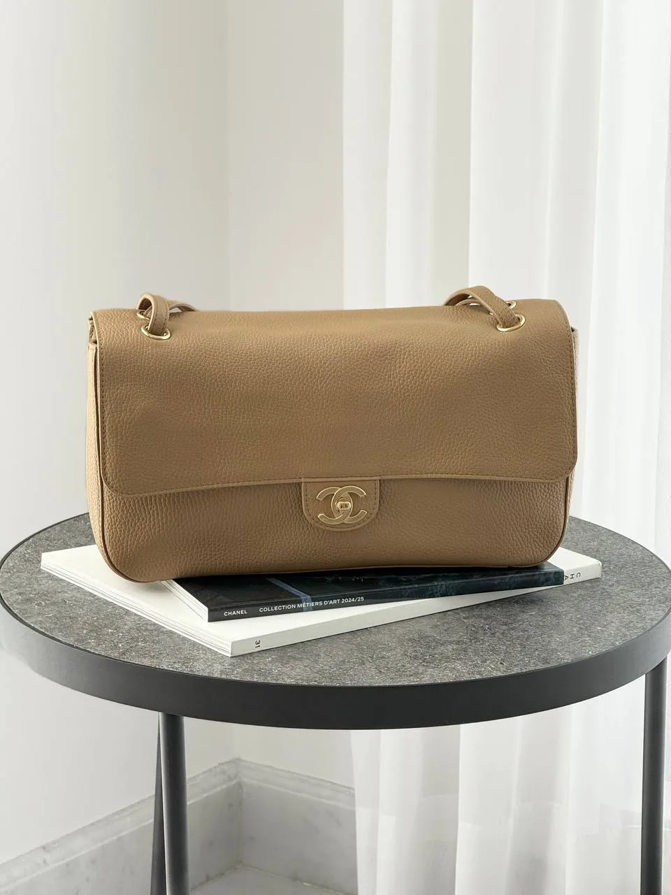 CHANEL Chanel Maxi Flap XL 32cm Leather Dark Beige GHW