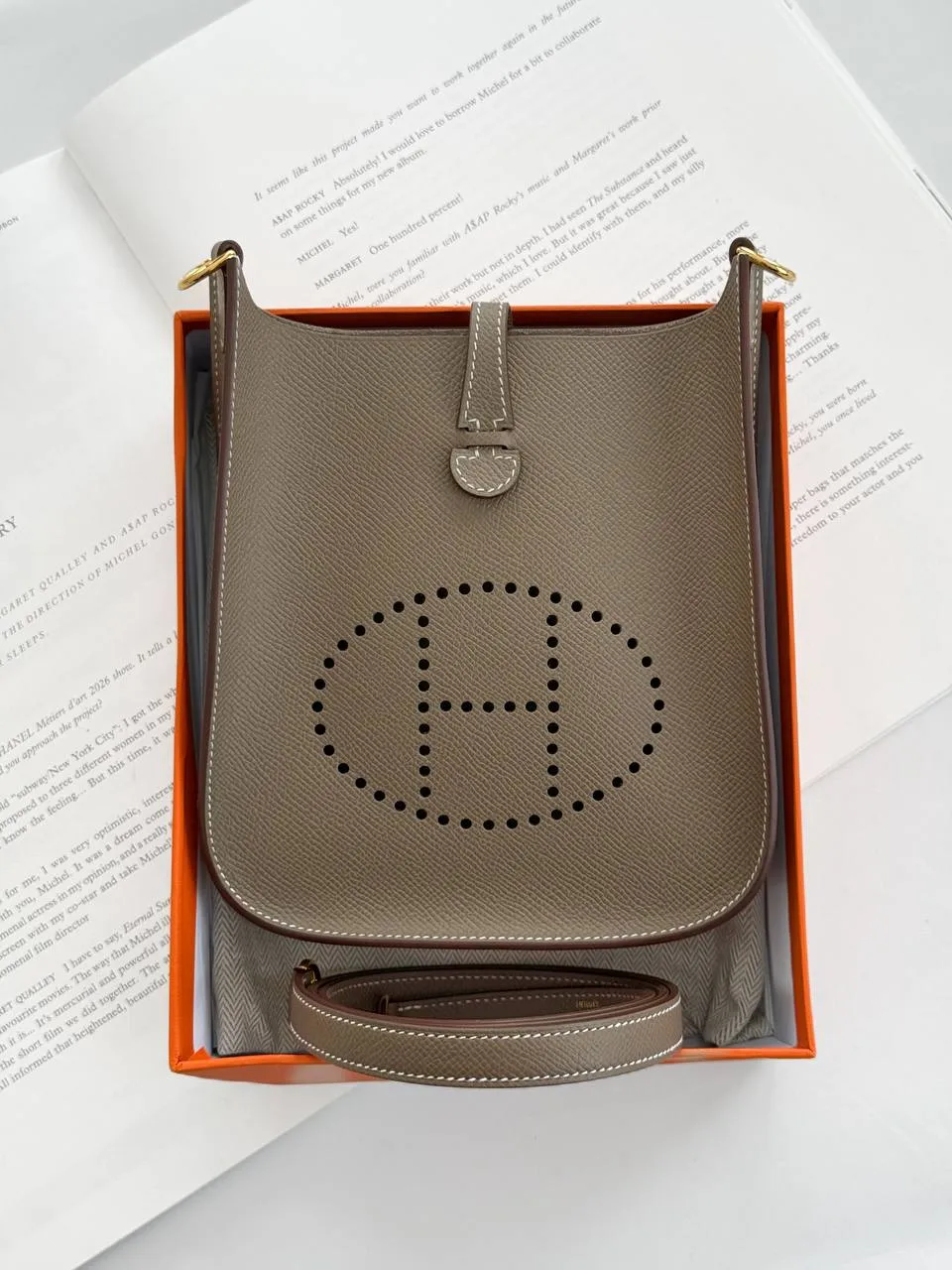 Hermes Hermes Mini Evelyne Epsom Etoupe GHW