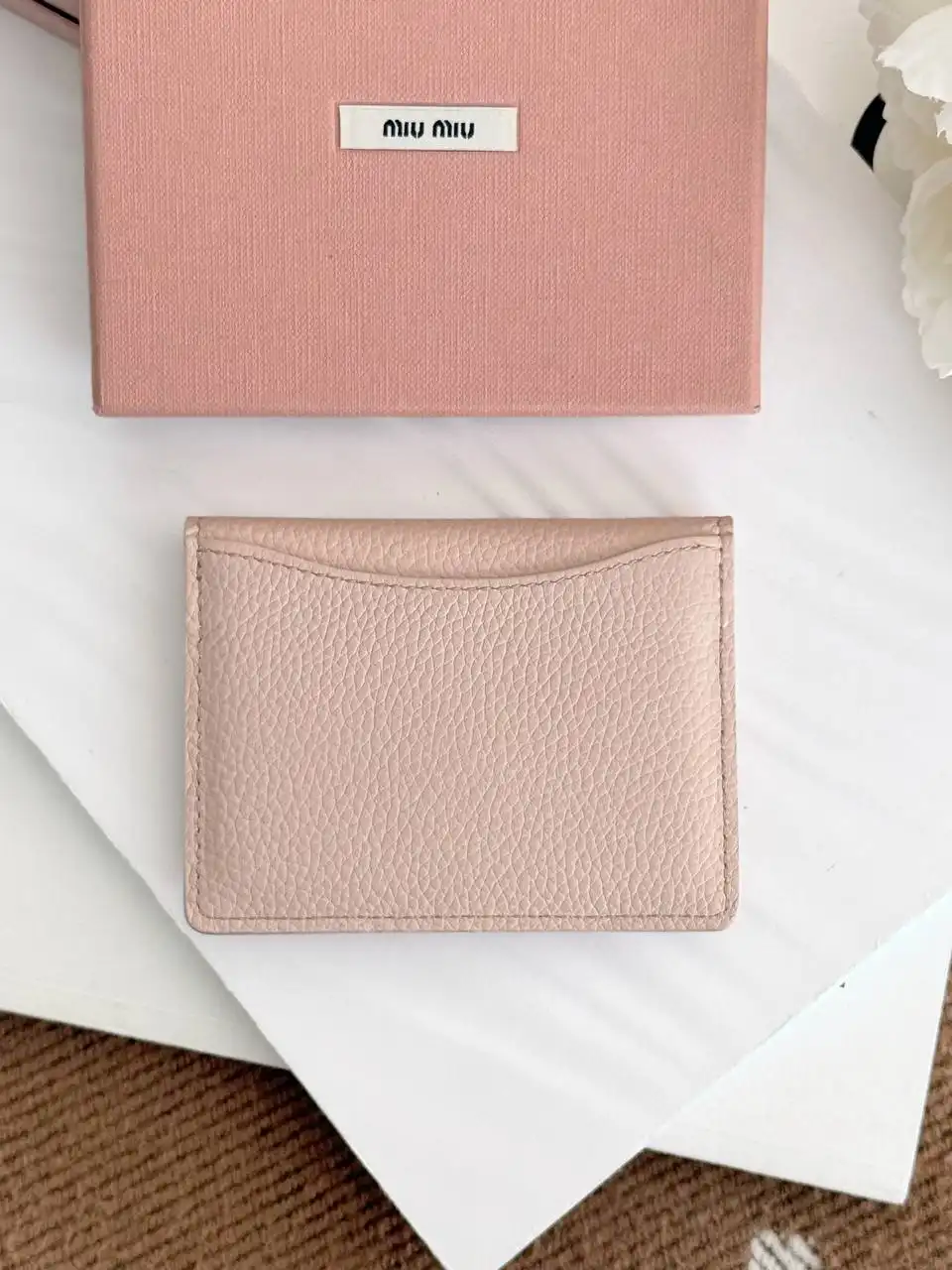 Miu Miu Miu Miu Leather Slim Flap Card Wallet Pink