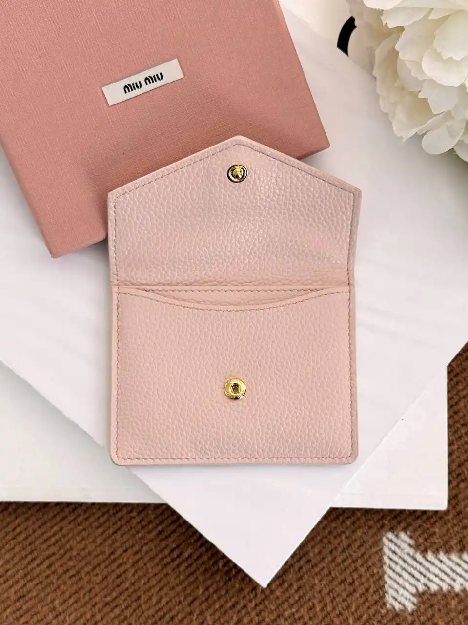 Miu Miu Leather Slim Flap Card Wallet Pink - photo 3