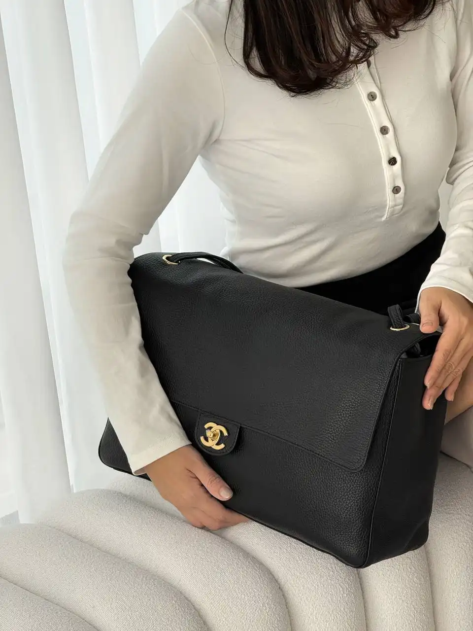 CHANEL Chanel Maxi Flap XXL Black GHW 38.5cm