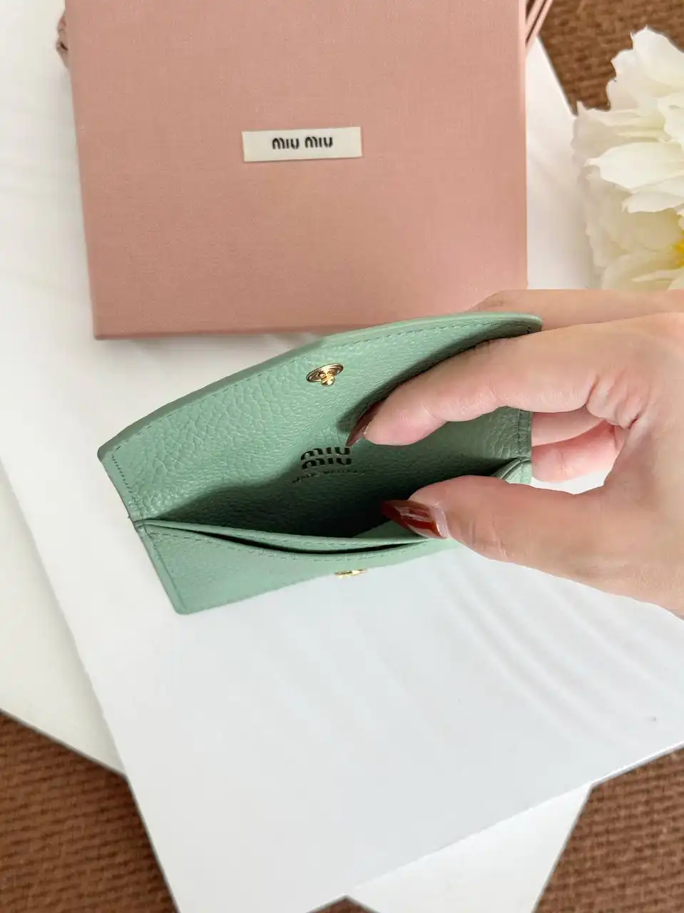 Miu Miu Leather Slim Flap Card Wallet Tosca - photo 3