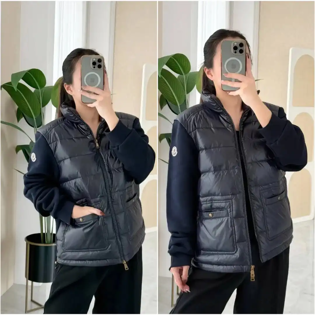 Moncler Moncler Cotton Zip - Up Puffer Cardigan Jacket Sweatshirt in Dark Blue