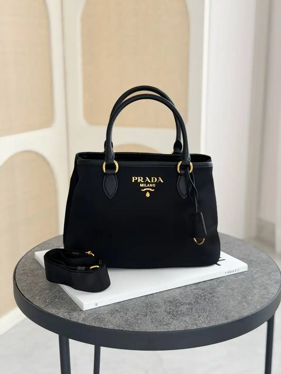 Prada Prada Nylon Top Handle Black