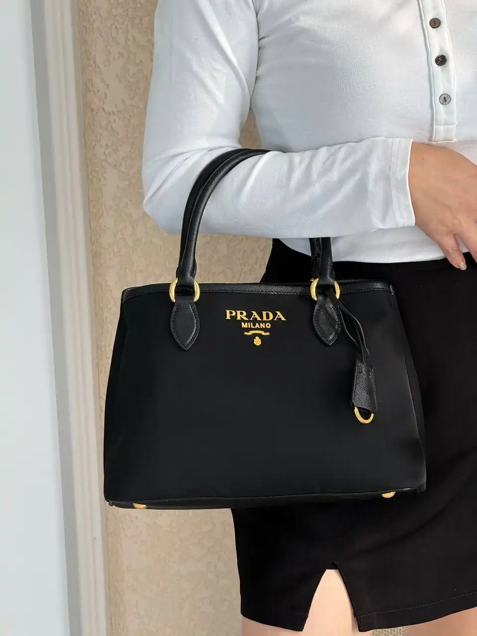 Prada Nylon Top Handle Black - photo 3