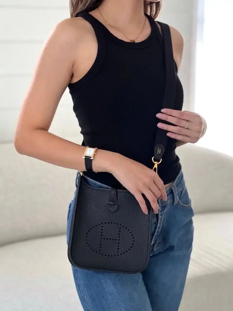Hermes Hermes Mini Evelyn Black - Black GHW