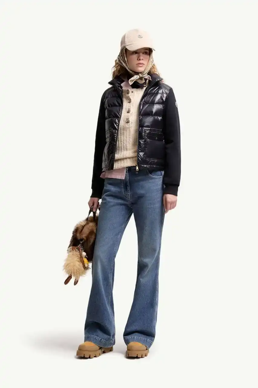 Moncler Cotton Zip - Up Puffer Cardigan Jacket Sweatshirt in Dark Blue - photo 4