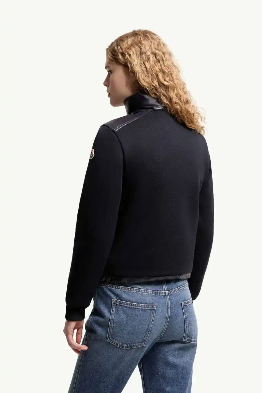 Moncler Cotton Zip - Up Puffer Cardigan Jacket Sweatshirt in Dark Blue - photo 5