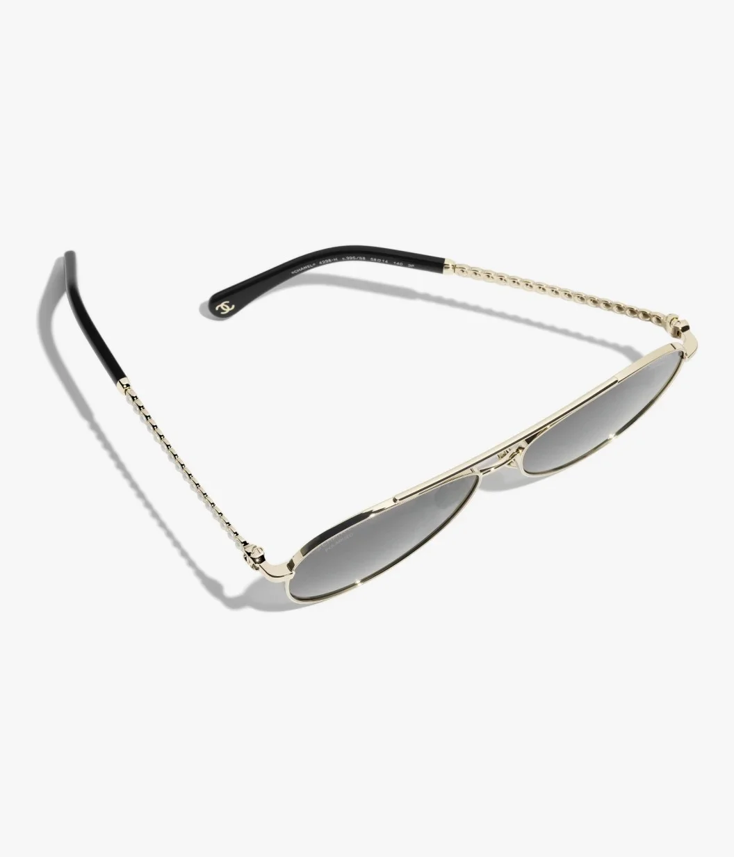 Chanel Gold Pilot Sunglasses with Pearls Lenses Grey - photo 6