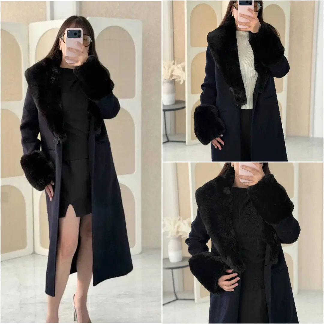Maje Faux Classic Coat Black