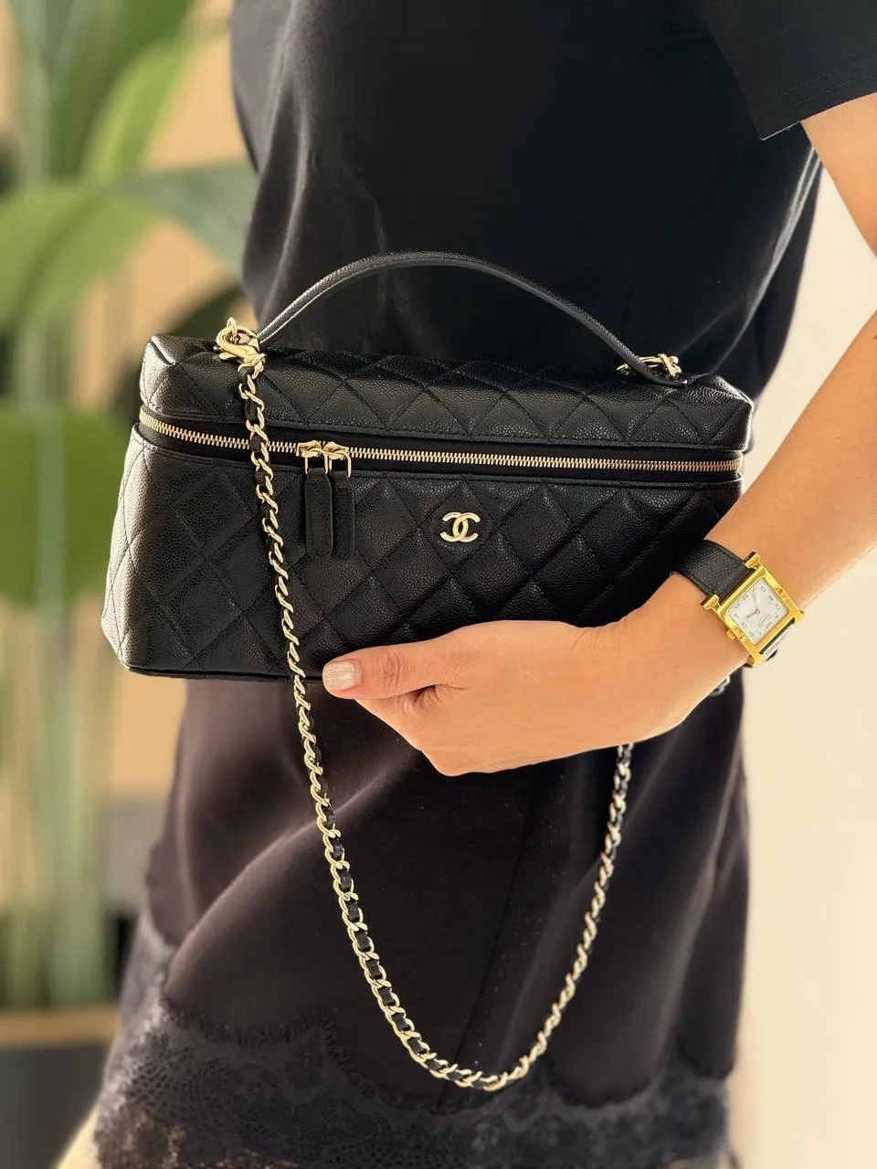 CHANEL Chanel Vanity Classic Long Caviar Black GHW