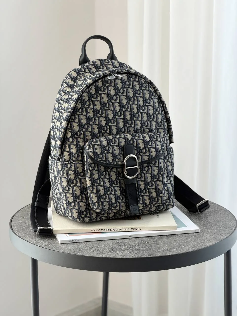 DIOR Dior Jett Backpack Beige and Black Dior Oblique Jacquard