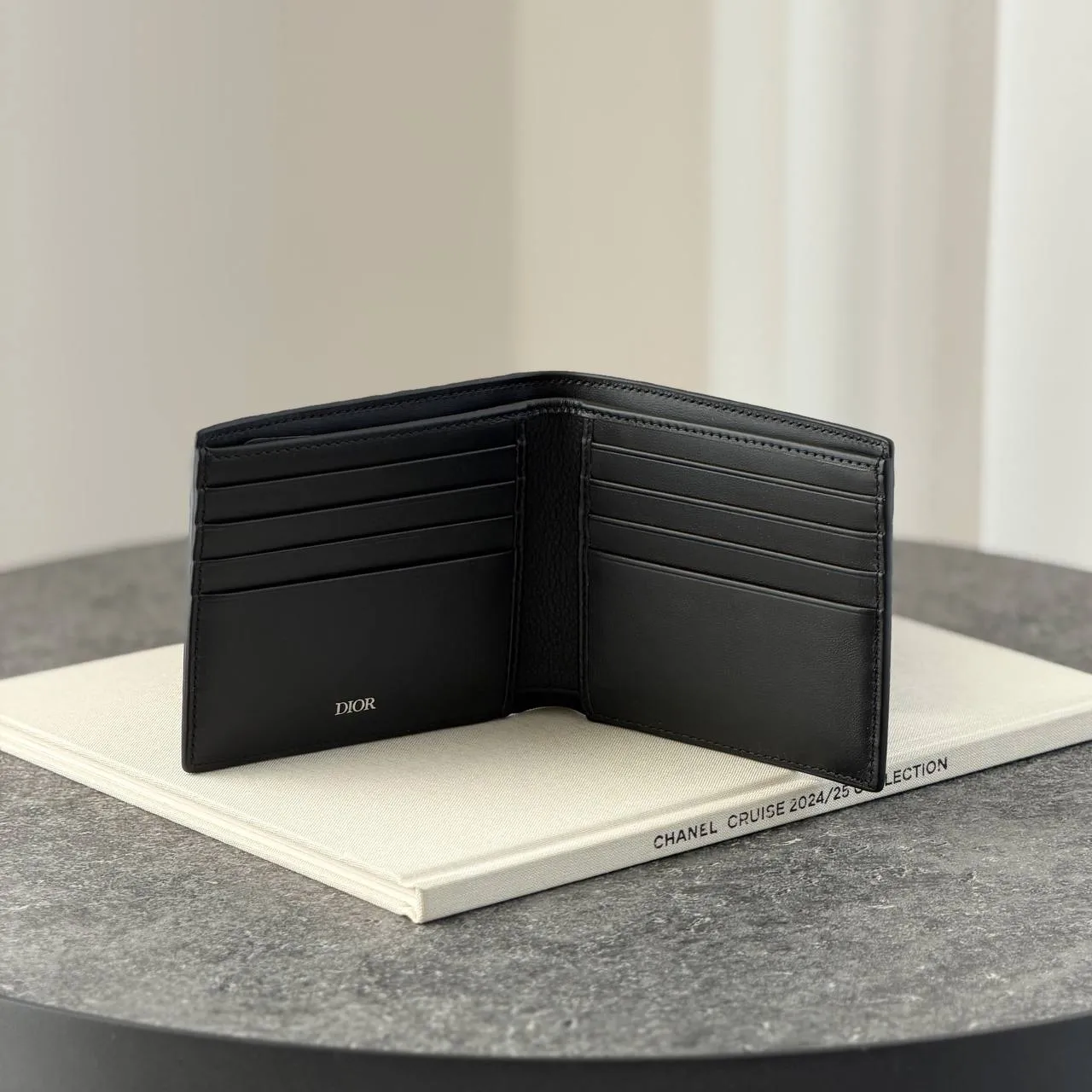 DIOR Dior Men Bifold Wallet Black Dior Gravity Leather