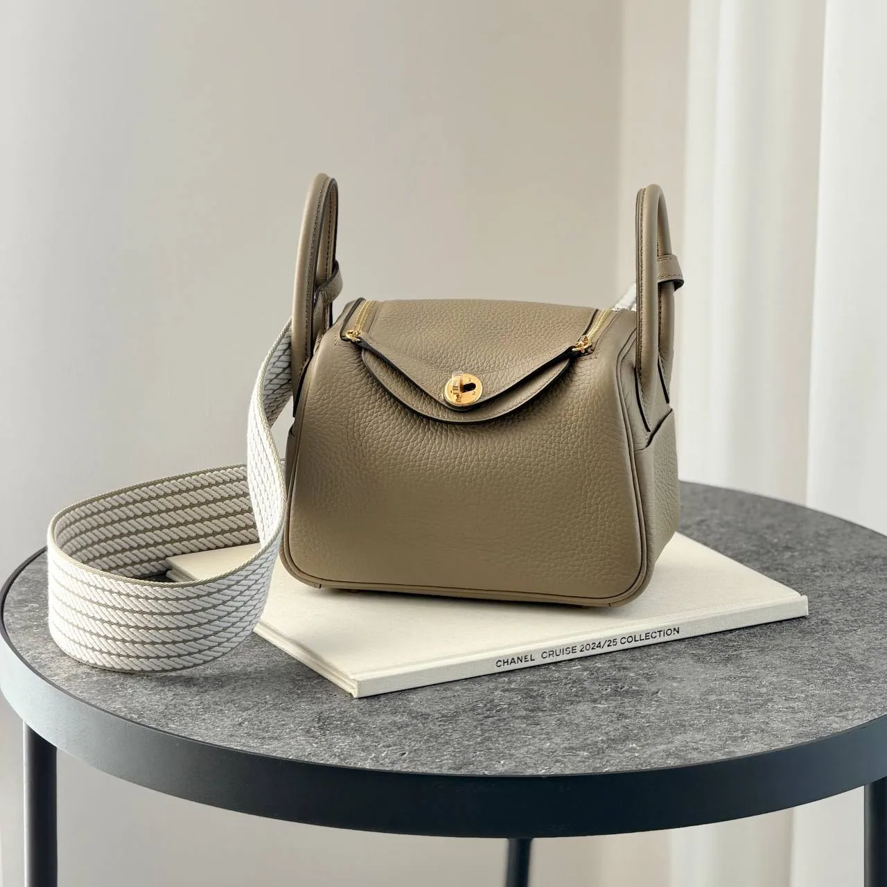 Hermes Hermes Mini Lindy Beige Marfa / Marfa / Gris Pale GHW