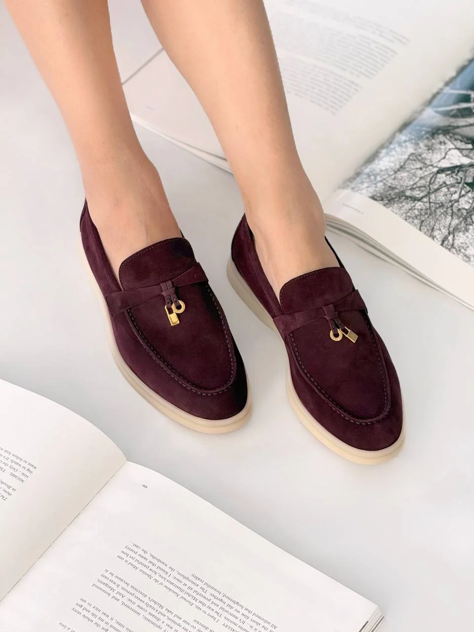 Loro Piana Loro Piana Summer Charms Walk Loafers Suede Dark Roast GHW