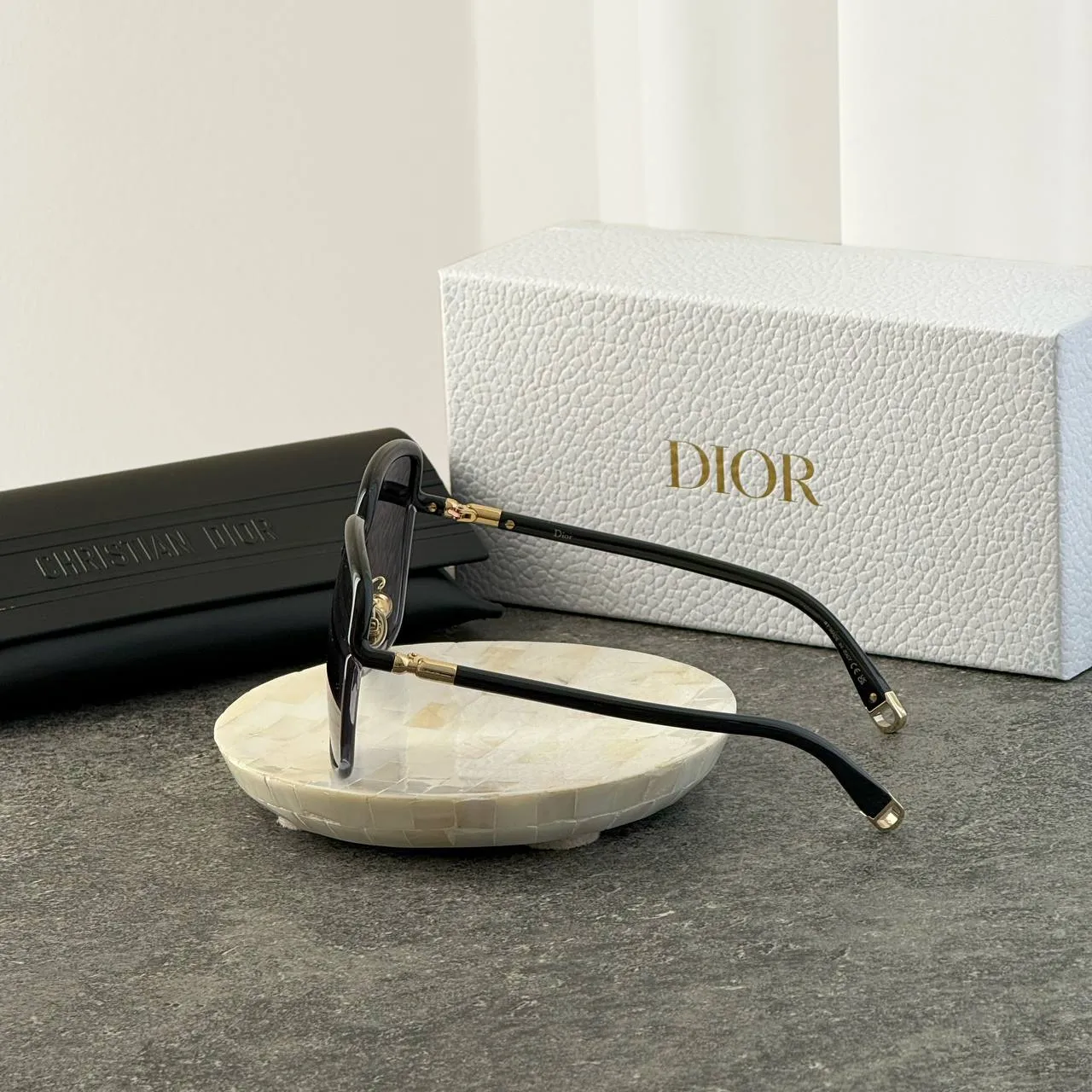 DIOR Dior Twincolors S1F Shiny Black and Transparent Gray Square Sunglasses