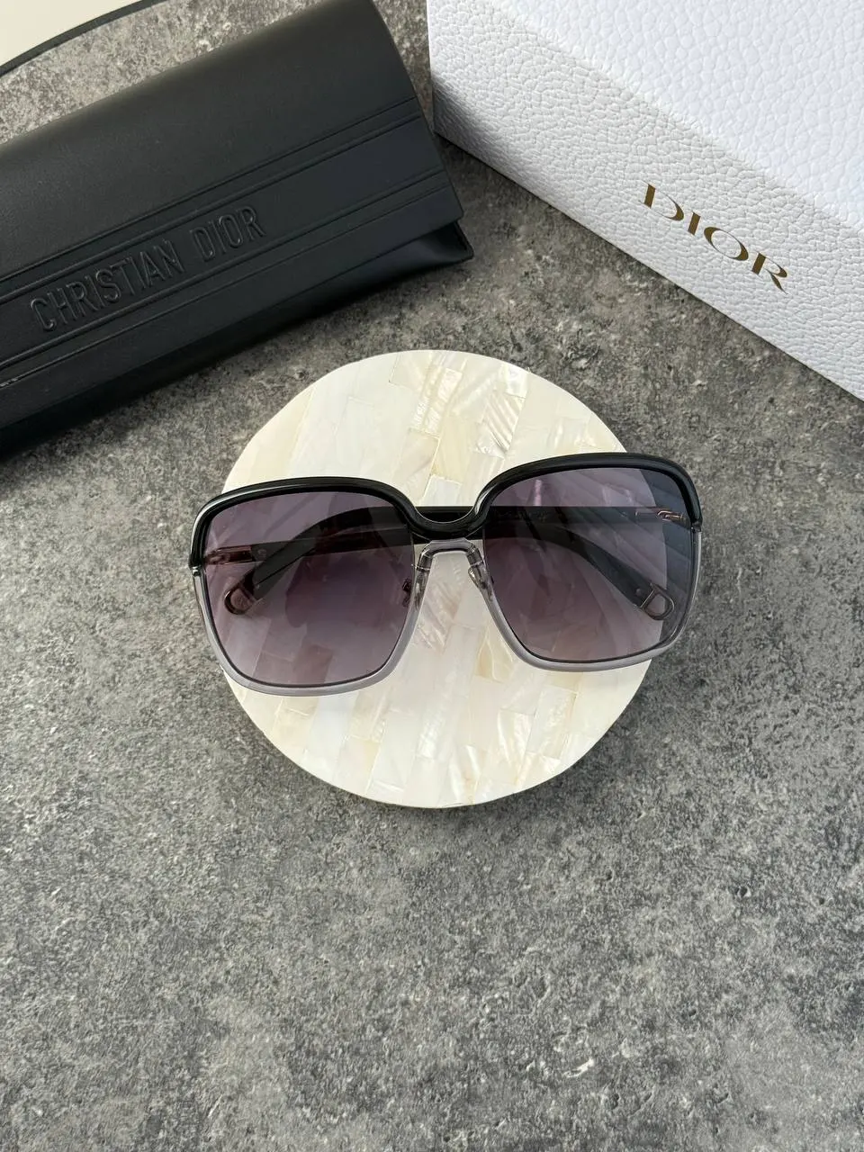 Dior Twincolors S1F Shiny Black and Transparent Gray Square Sunglasses - photo 3