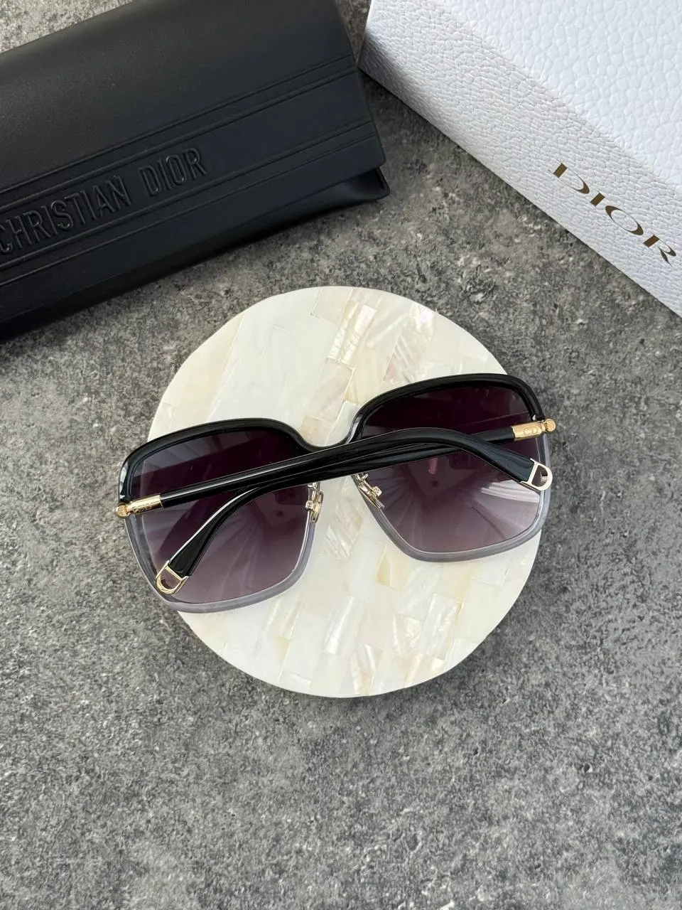 Dior Twincolors S1F Shiny Black and Transparent Gray Square Sunglasses - photo 4