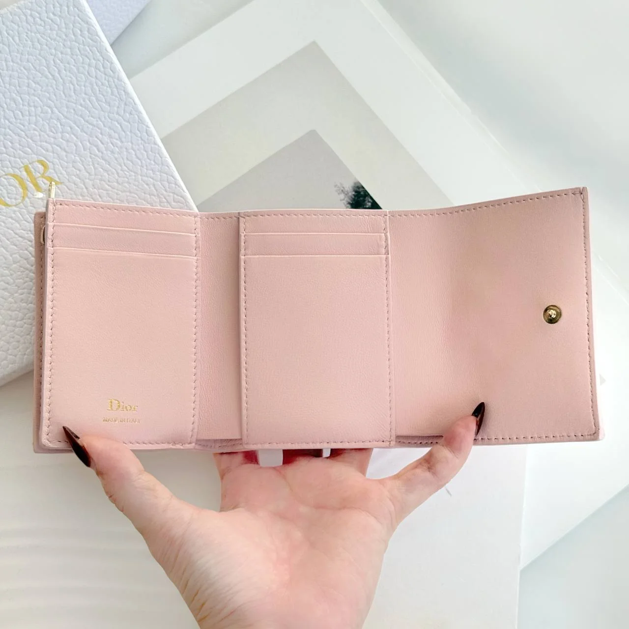 DIOR Dior Lady Dior Hibiscus Wallet Ballet Pink Cannage