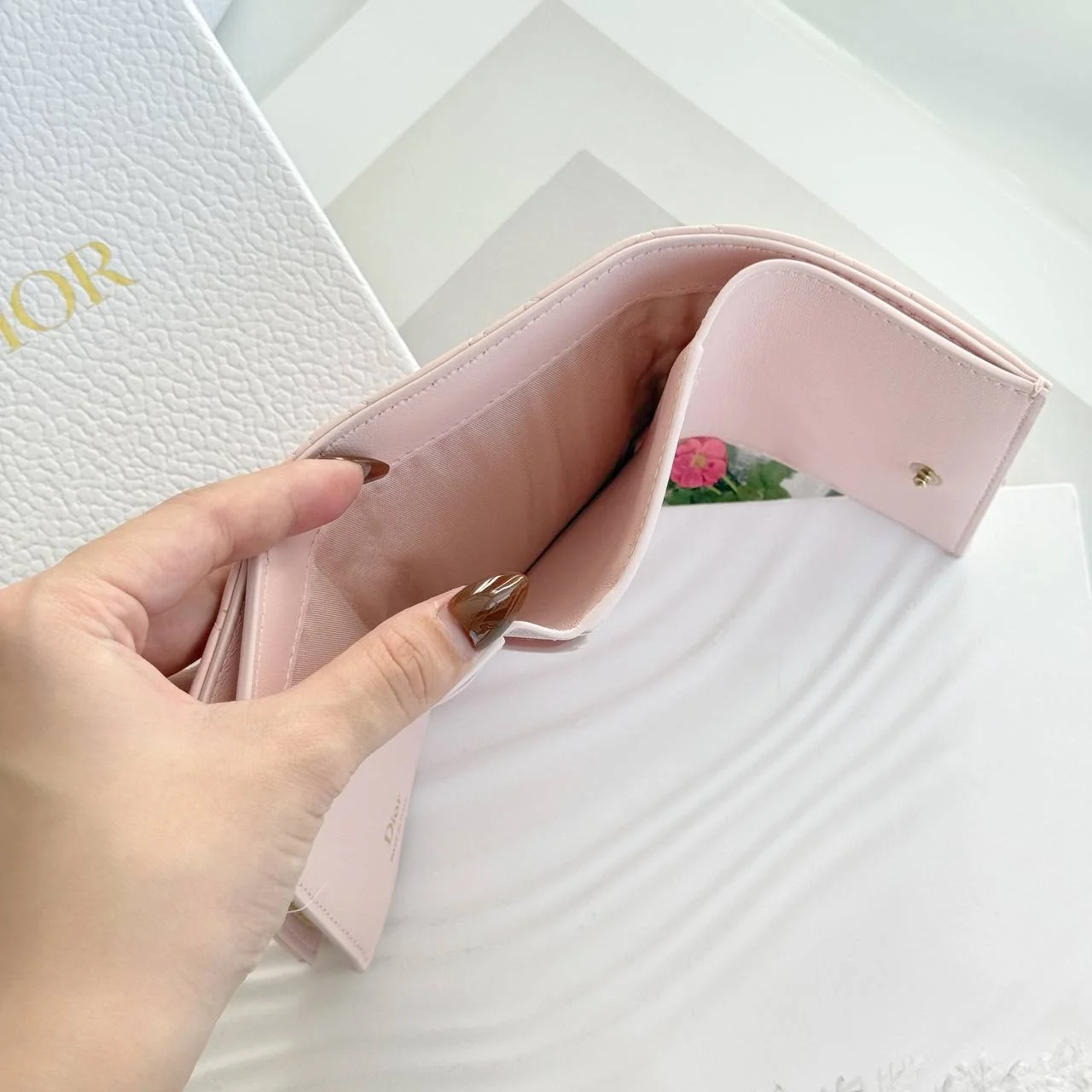 Dior Lady Dior Hibiscus Wallet Ballet Pink Cannage - photo 3