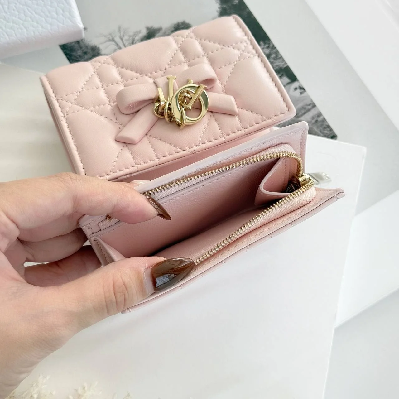 Dior Lady Dior Hibiscus Wallet Ballet Pink Cannage - photo 4