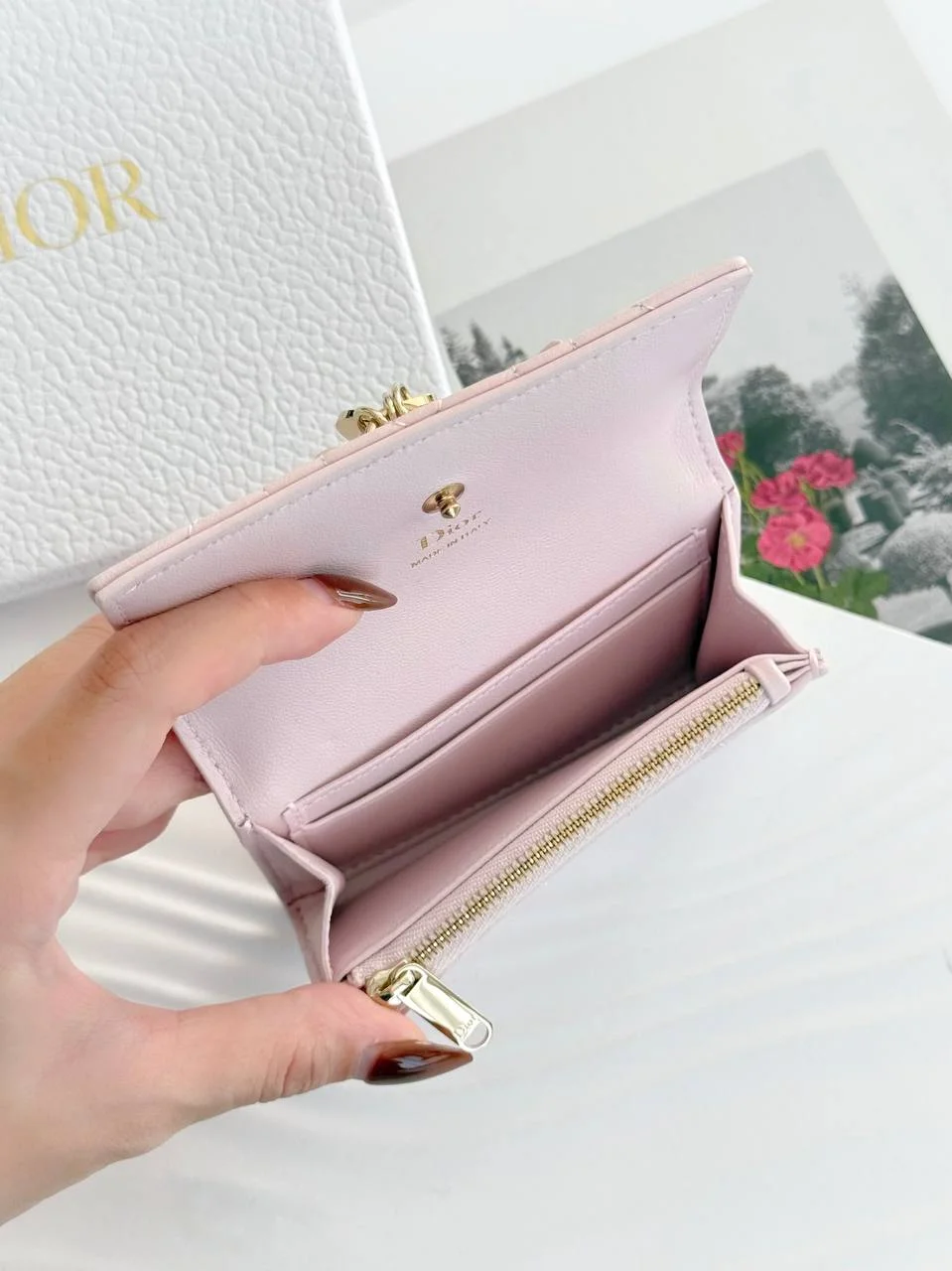 DIOR Dior Lady Dior Glycine Wallet Rose Tendre Cannage