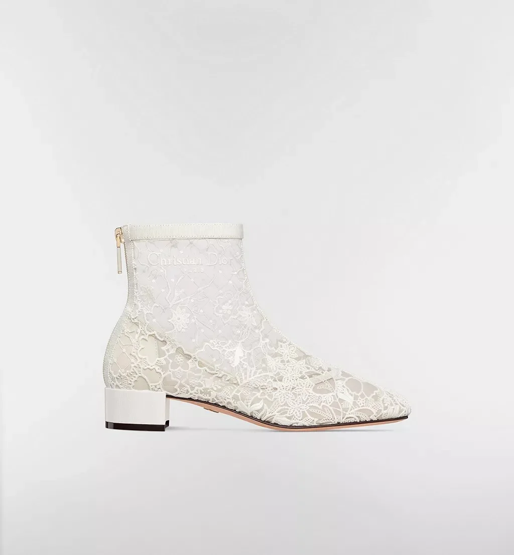 Preloved Dior Naughtily-D Heeled Short Boots Millefiori Embroidery Mesh - photo 6