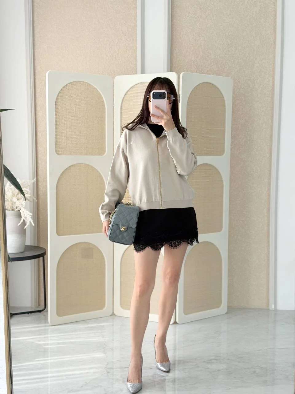 Dior Reversible Zipped Cardigan with Hood Beige Wool Knit and Dior Oblique Jacquard - photo 4
