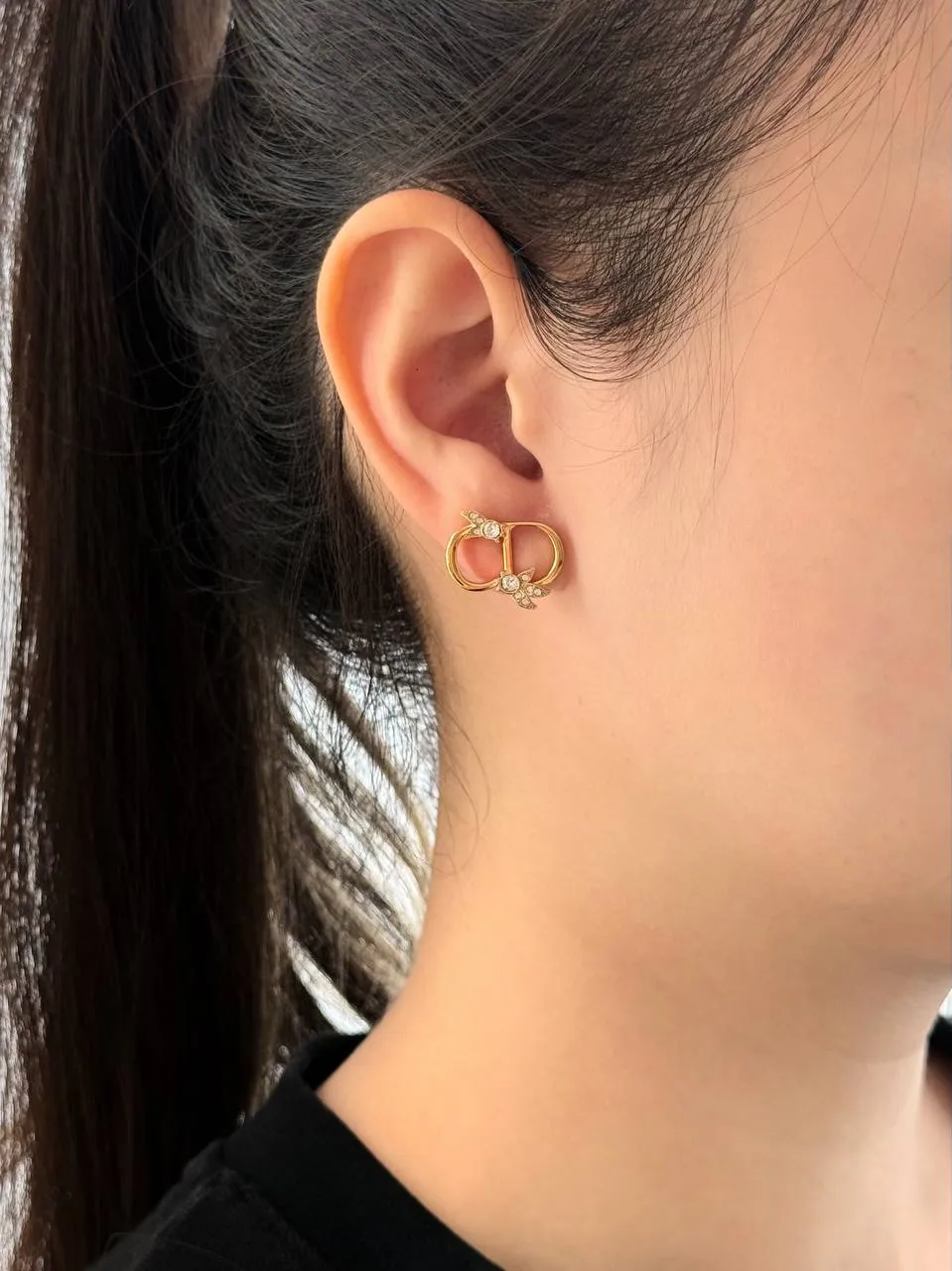 DIOR Dior CD Mini Lily Stud Earrings Gold