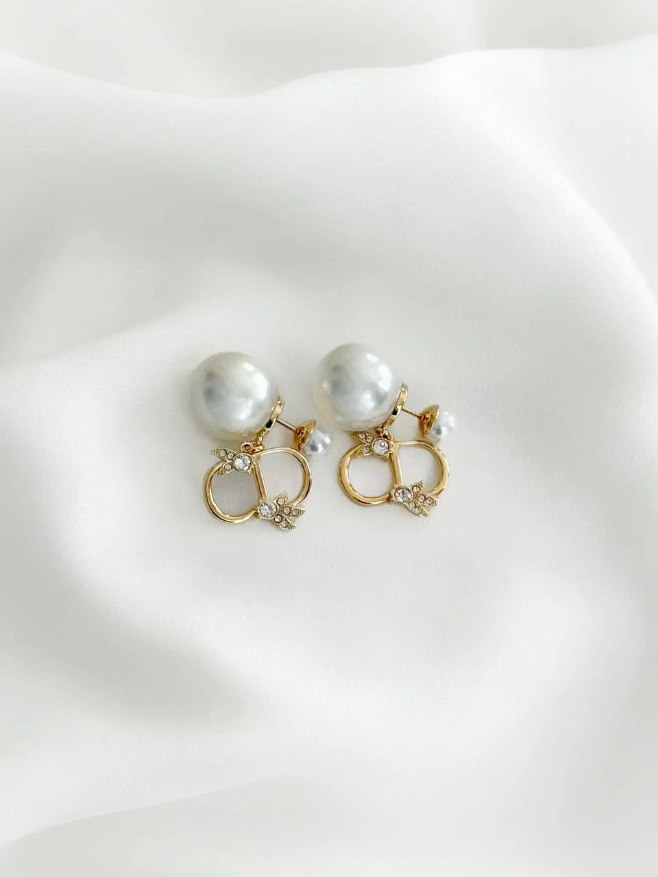 DIOR Dior CD Pearl & Floral Drop Earrings